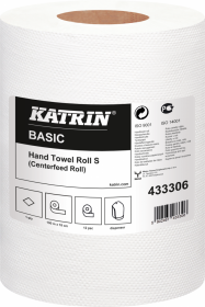 Ręcznik papierowy Katrin Basic S, 1-warstwowy, w roli, 100m, 1 rolka, biały
