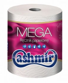 Ręcznik papierowy Cashmir Mega, 2-warstwowy, 60m,  w roli, 1 rolka, biały