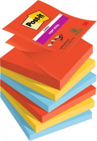 Karteczki samoprzylepne Post-it Super Sticky Z-Notes Bora Bora (R330-6SS-JP), 76x76mm, 6x90 karteczek, mix kolorów
