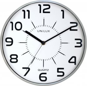 Zegar ścienny Unilux POP, 28.5cm,  tarcza kolor biały, rama kolor metaliczny szary