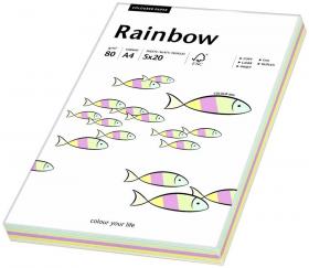 Papier kolorowy Rainbow Papyrus, A4, 80g/m2, 100 arkuszy, mix kolorów pastelowych