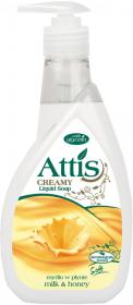 Mydło w płynie Attis  Gold Drop, mleko & miód,z dozownikiem, 400ml (c)