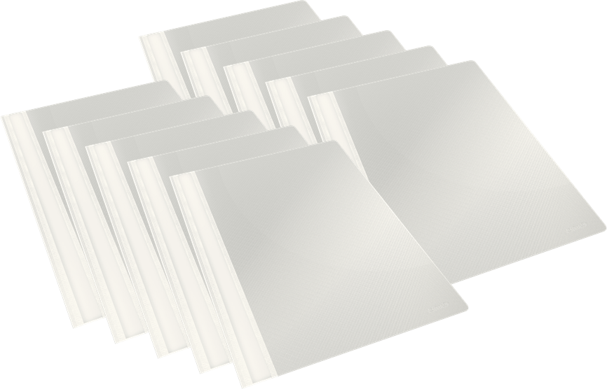 10x Skoroszyt plastikowy bez oczek Esselte Vivida, A4, do 160 kartek, biały
