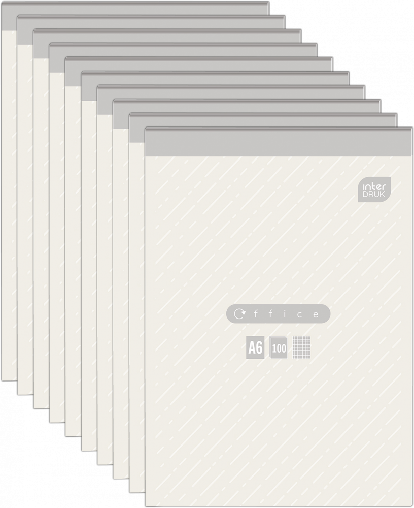 Zestaw 10x Blok biurowy w kratkę Interdruk, A6, 100 kartek, mix wzorów
