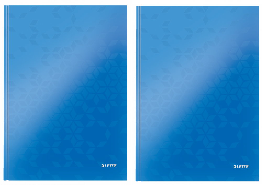2x Zeszyt w kratkę Leitz Wow, A4, twarda oprawa, 80 kartek, niebieski