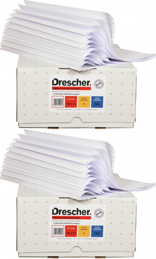 Papier komputerowy 375x12 1+0 składanka 2000 Drescher