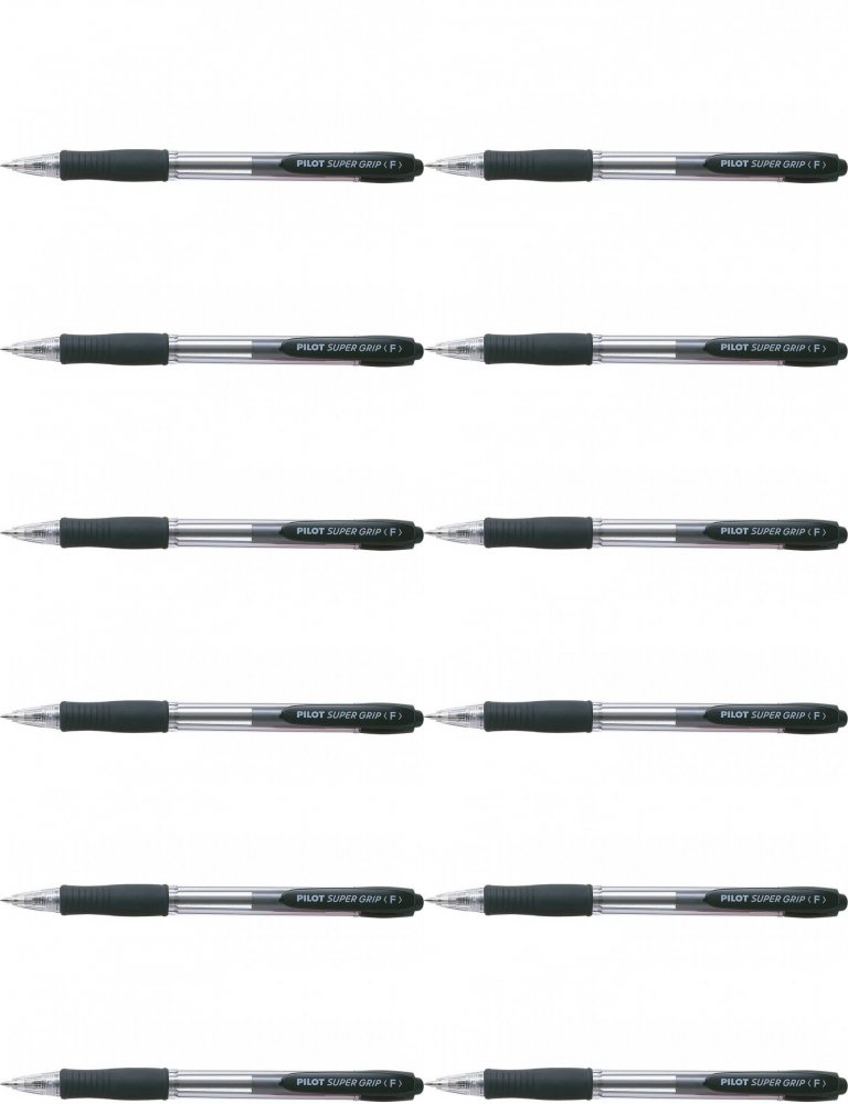 12x Długopis automatyczny Pilot, Super Grip, 0.7mm, czarny