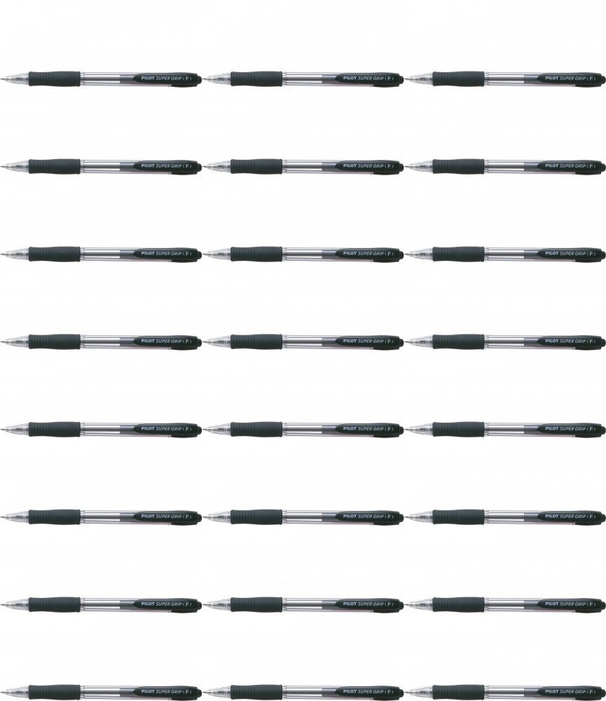 24x Długopis automatyczny Pilot, Super Grip, 0.7mm, czarny