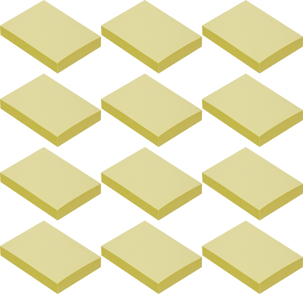 12x 100 karteczek samoprzylepnych Tartan, 38x51mm, żółty pastelowy