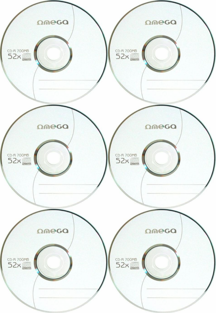 60szt Płyta CD-R Omega, do jednokrotnego zapisu, 700 MB, koperta