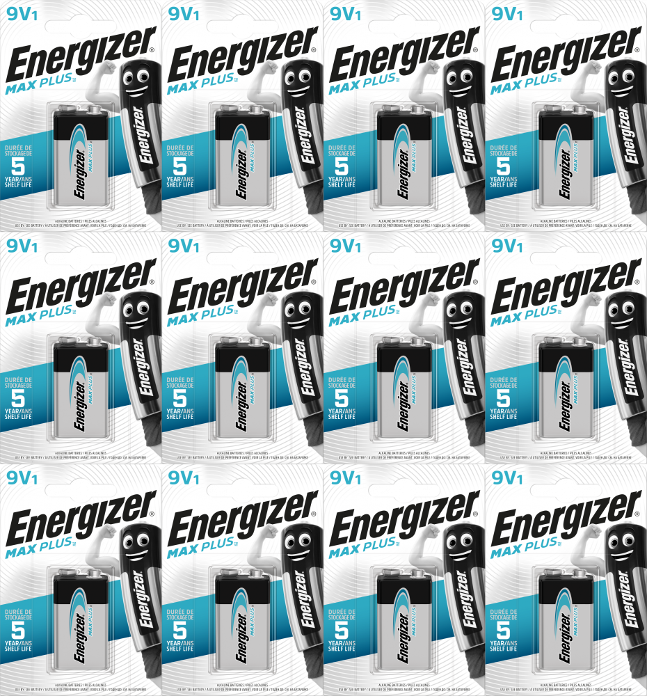 12x Bateria alkaliczna Energizer Max Plus, E, 9V, 6LR61, 1 sztuka