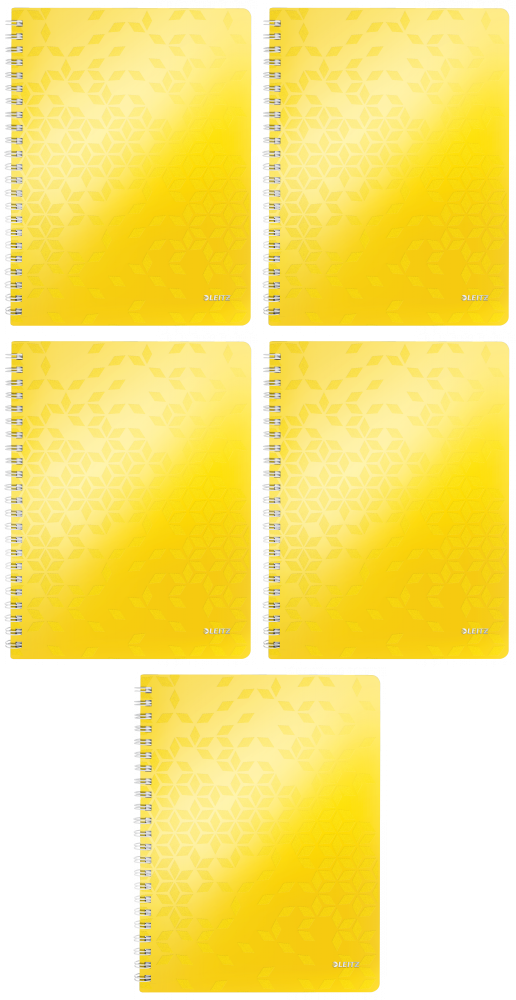 Kołonotatnik A4 80 kartek kratka Leitz Wow żółty