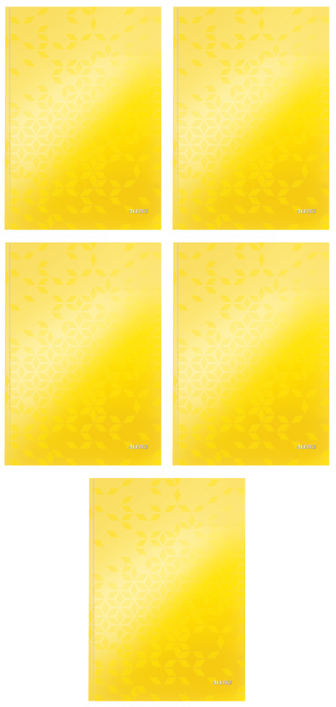 5x Brulion w kratkę Leitz Wow, A4, twarda oprawa, 80 kartek, żółty