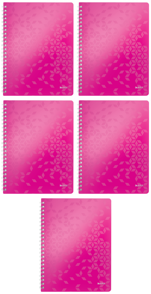 Kołonotatnik A4 80 kartek kratka Leitz Wow różowy