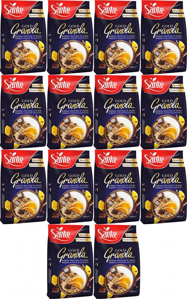 14x Granola Sante Gold, czekolada i pomarańcza, 300g