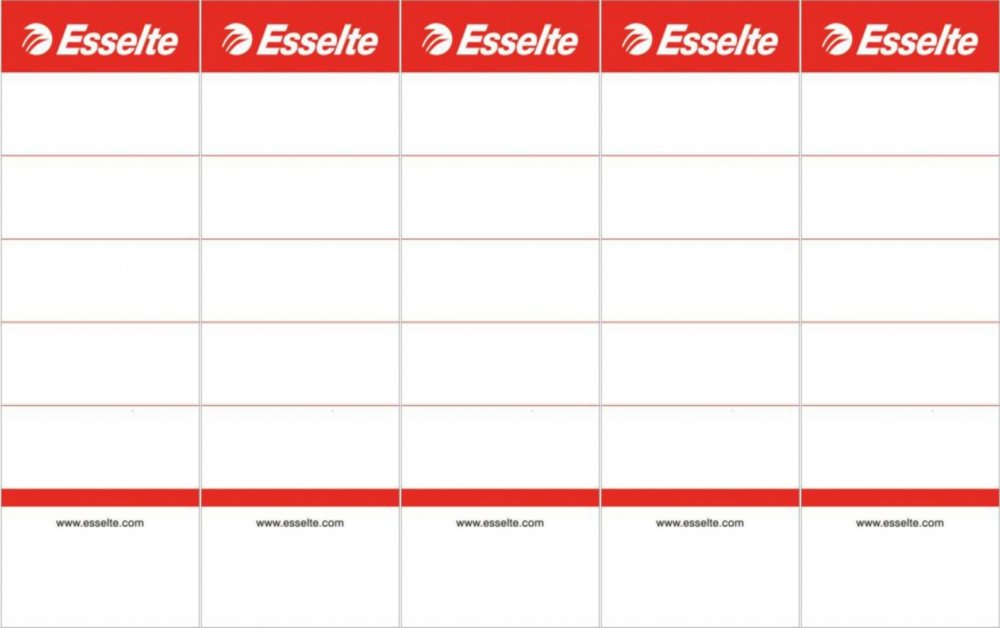 5x Etykiety do segregatorów Esselte, wsuwane, 50x158mm, 10 sztuk, biały