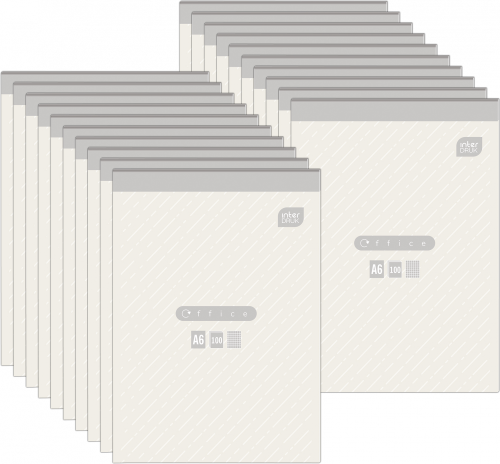 20x Blok biurowy w kratkę Interdruk, A6, 100 kartek, mix wzorów