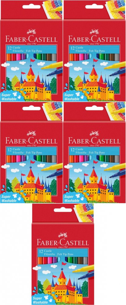 5x Flamastry Faber Castell Zamek, 12 sztuk, mix kolorów