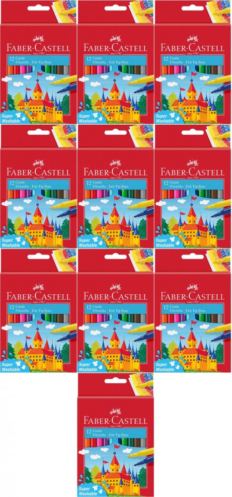 10x Flamastry Faber Castell Zamek, 12 sztuk, mix kolorów