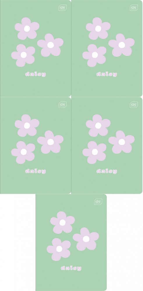 5x Zeszyt w wąskie linie Interdruk, A5, 16 kartek, mix wzorów